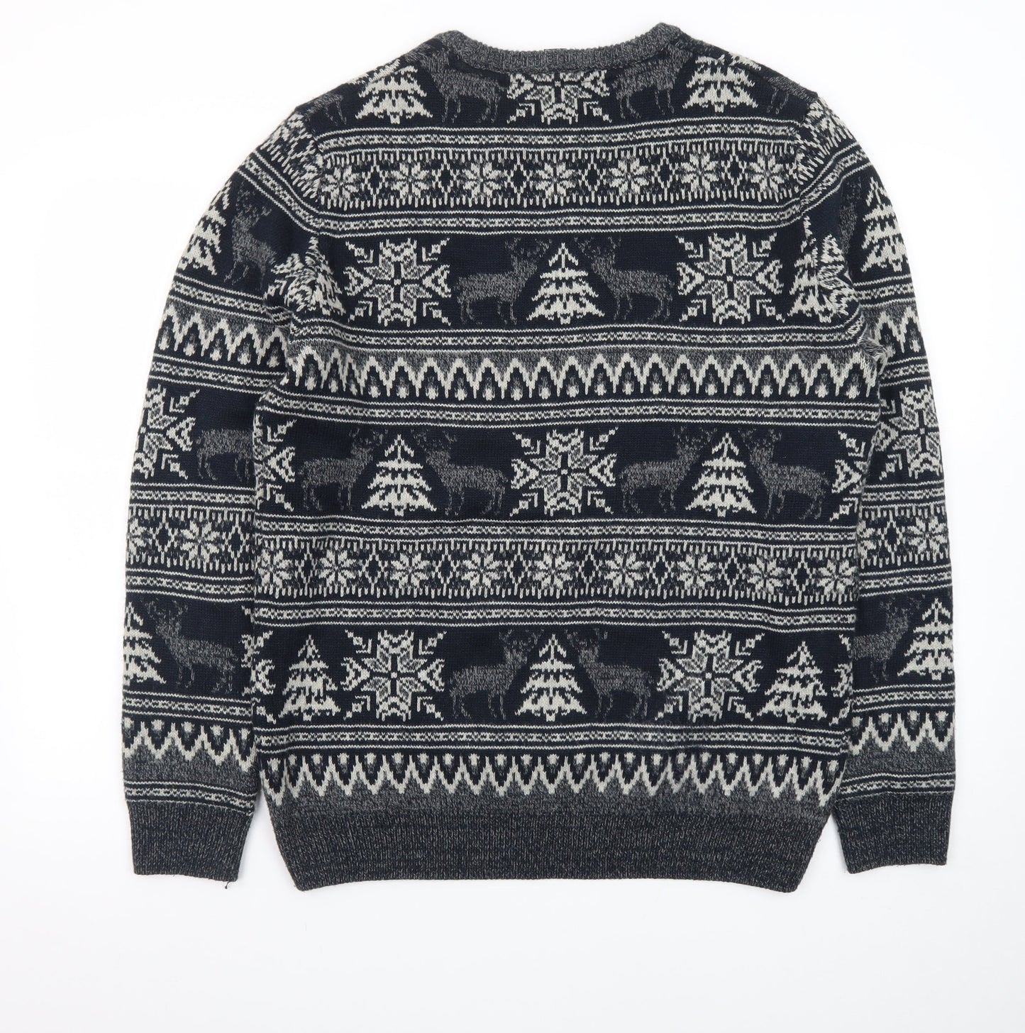 Cedar Wood State Men's Grey Fair Isle Christmas Jumper XL