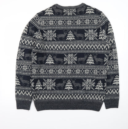 Cedar Wood State Men's Grey Fair Isle Christmas Jumper XL