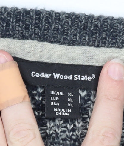 Cedar Wood State Men's Grey Fair Isle Christmas Jumper XL