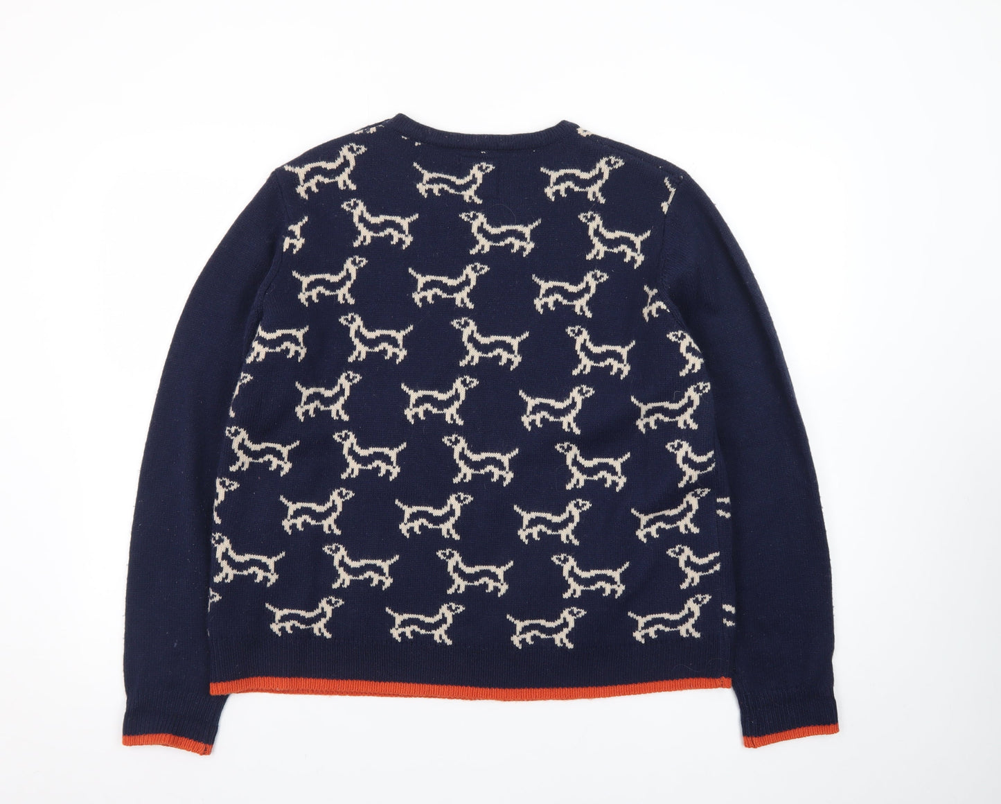 Country Rose Women Navy Dog Pattern Crew Neck Jumper Size L
