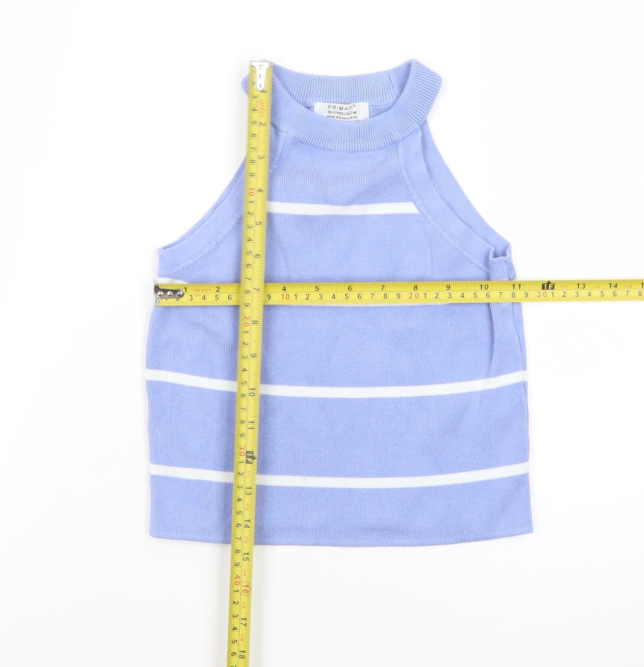 Primark Teens Blue Striped Knit Halter Tank Top Size 10