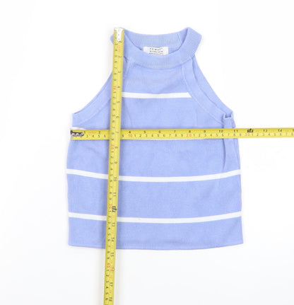 Primark Teens Blue Striped Knit Halter Tank Top Size 10