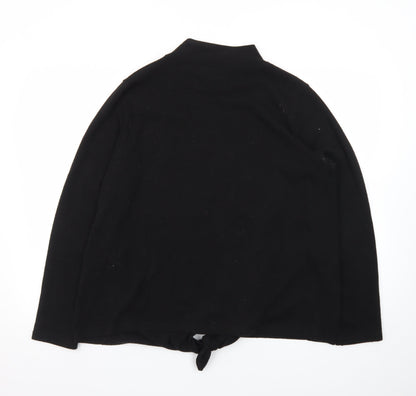 Zara Women Black Mock Neck Beaded Tie Hem Jumper XL
