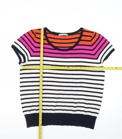 Marks and Spencer Women’s Multicoloured Striped Short Sleeve Pullover Jumper Size 18