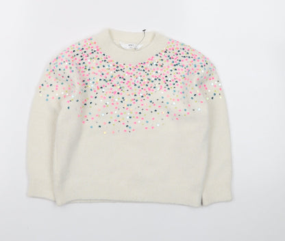 Marks and Spencer Ivory Sequin Knit Jumper Teens Size 4 Pullover