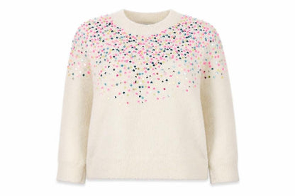 Marks & Spencer Ivory Sequin Knit Jumper Teens Size 4 Pullover