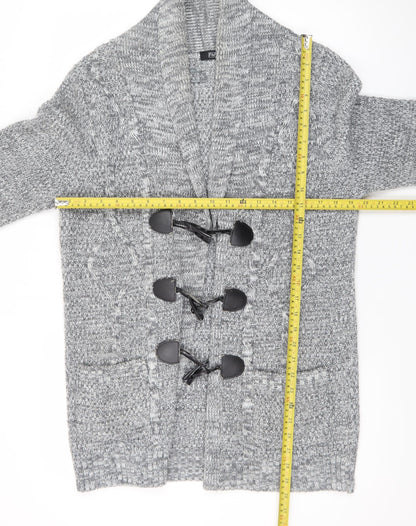 F&F Womens Grey Chunky Knit Cardigan Size 16 Shawl Neck