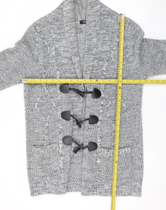 F&F Womens Grey Chunky Knit Cardigan Size 16 Shawl Neck