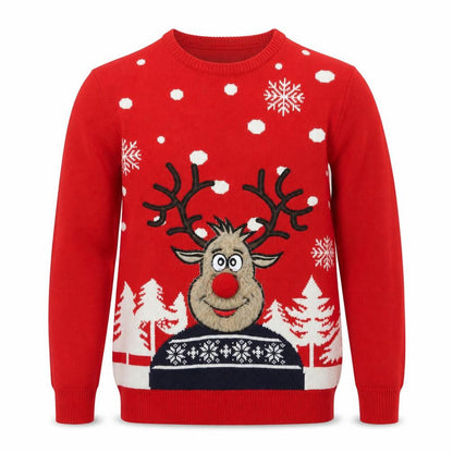 Threadbare Men's Red Christmas Reindeer Jumper Size M Crew Neck Knit