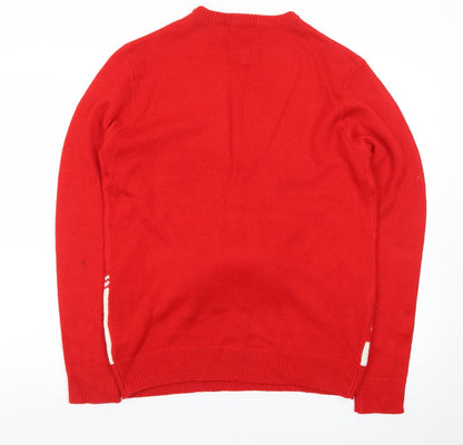 Threadbare Men's Red Christmas Reindeer Jumper Size M Crew Neck Knit