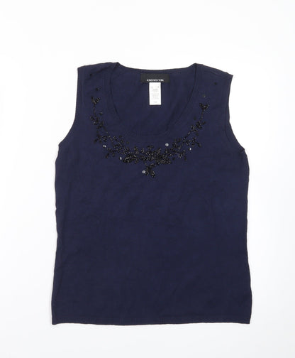 Jones New York Women’s Blue Beaded Sleeveless Knit Vest M