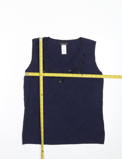 Jones New York Women’s Blue Beaded Sleeveless Knit Vest M