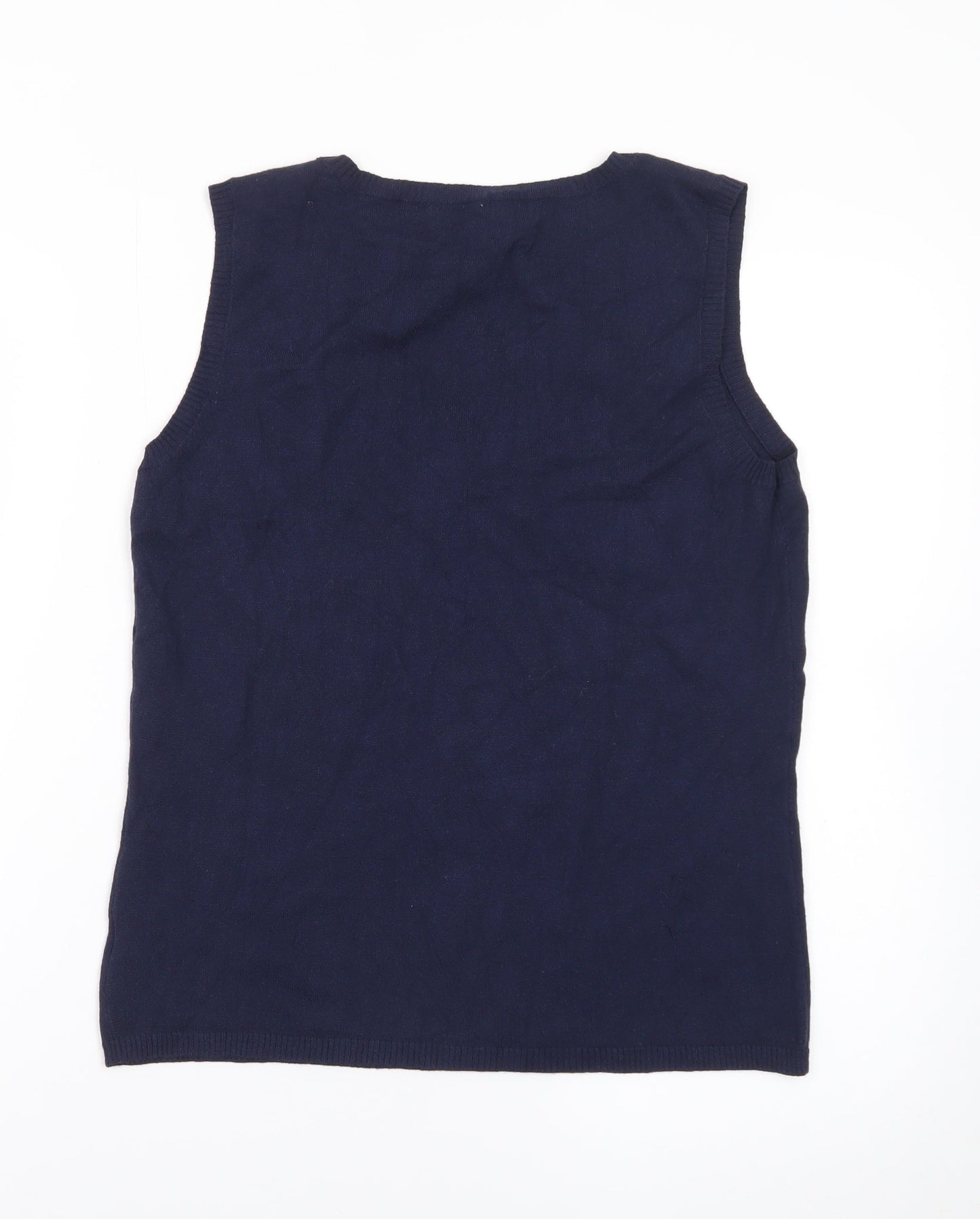 Jones New York Women’s Blue Beaded Sleeveless Knit Vest M