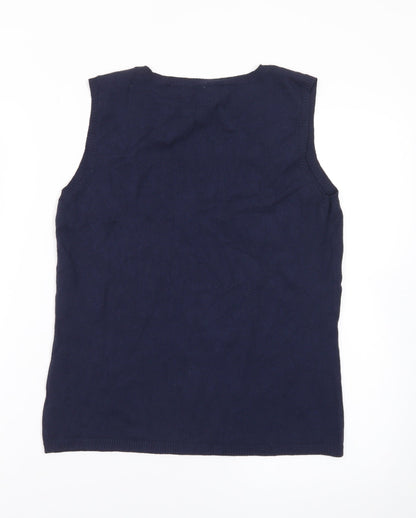 Jones New York Women’s Blue Beaded Sleeveless Knit Vest M