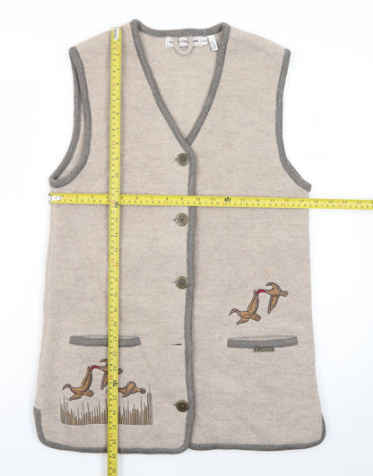 Gaddy Collection Women's Beige Wool Knit Embroidered Vest S