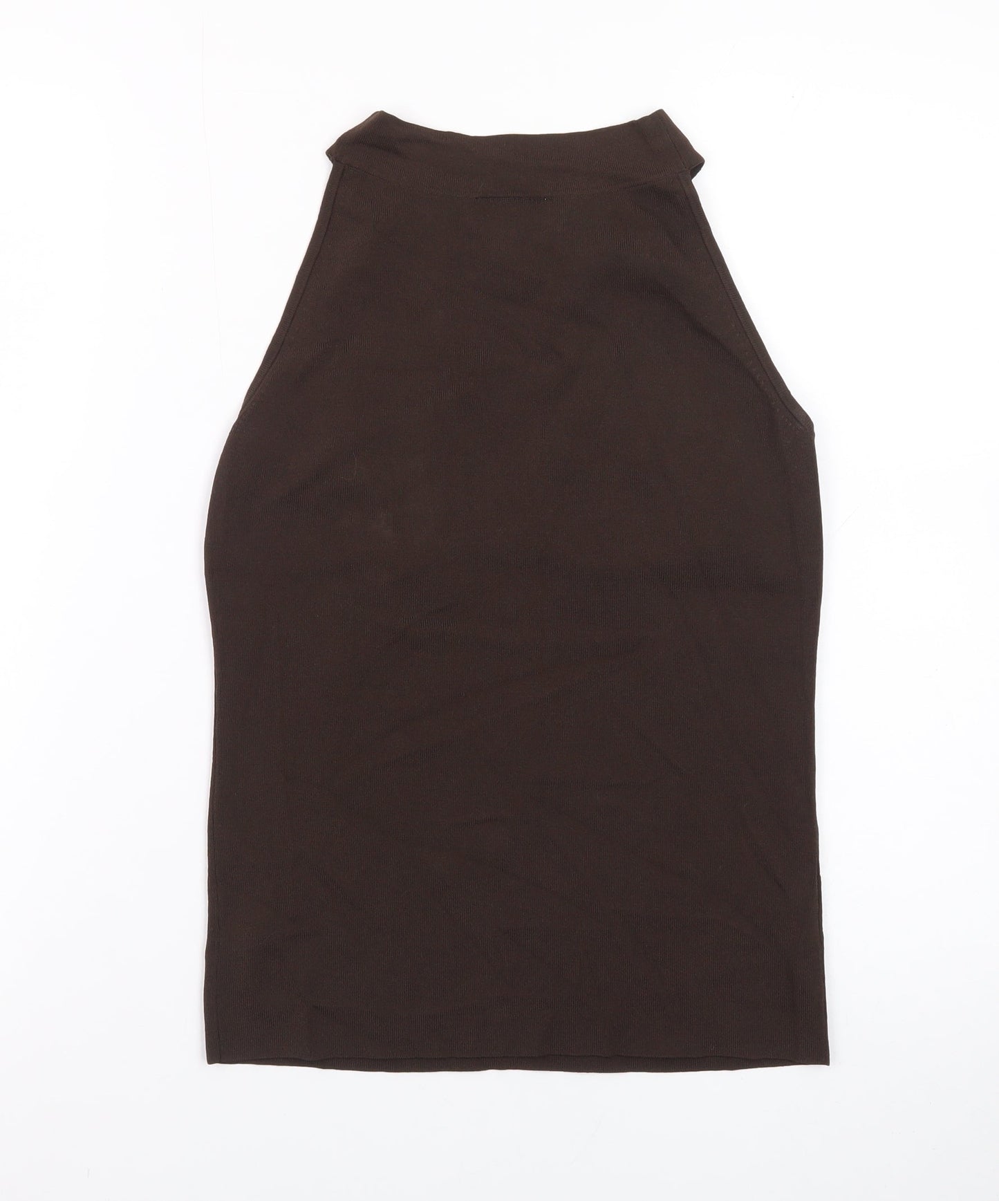 Ann Taylor Loft Womens Brown Studded Halter V-Neck Tank Top S