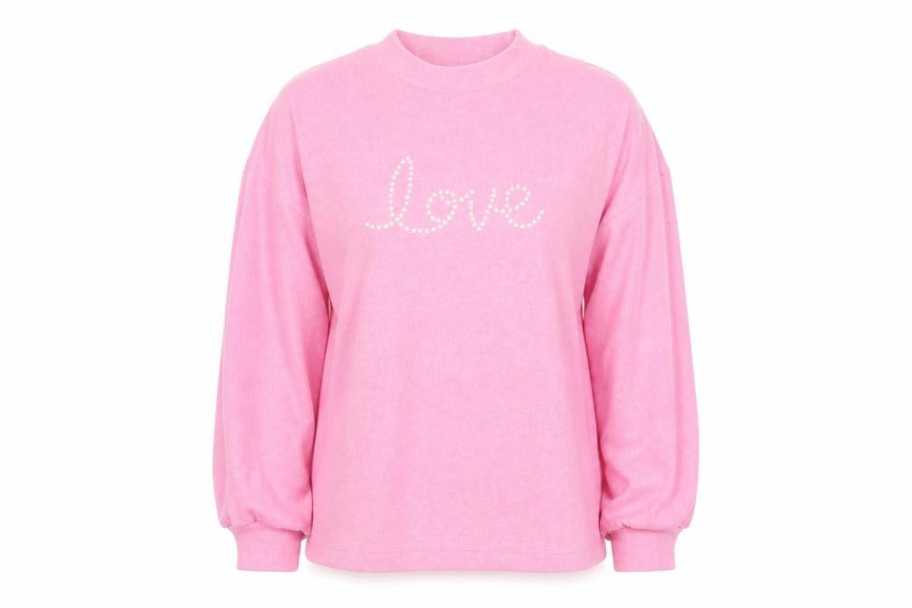 F&F Women’s Pink Love Mock Neck Knit Jumper Size 14
