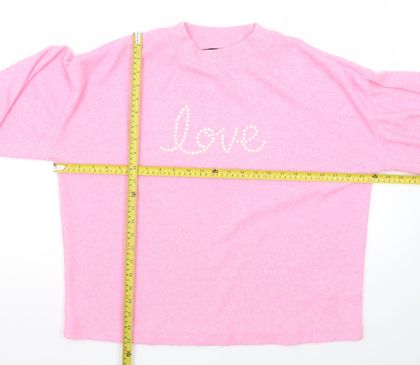 F&F Women’s Pink Love Mock Neck Knit Jumper Size 14