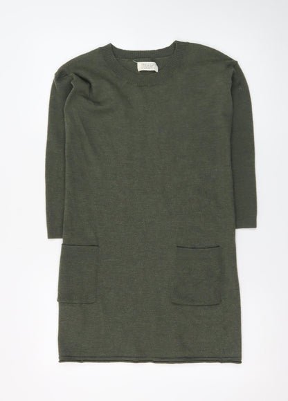 Toast Women’s Green Wool Jumper Dress Size 6 Long Sleeve Knit