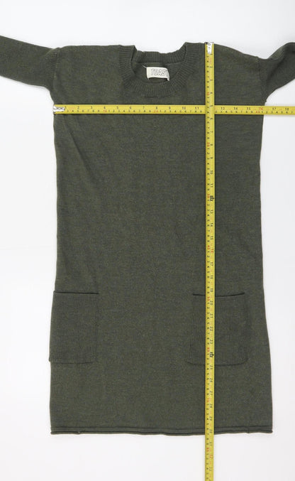 Toast Women’s Green Wool Jumper Dress Size 6 Long Sleeve Knit