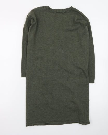 Toast Women’s Green Wool Jumper Dress Size 6 Long Sleeve Knit