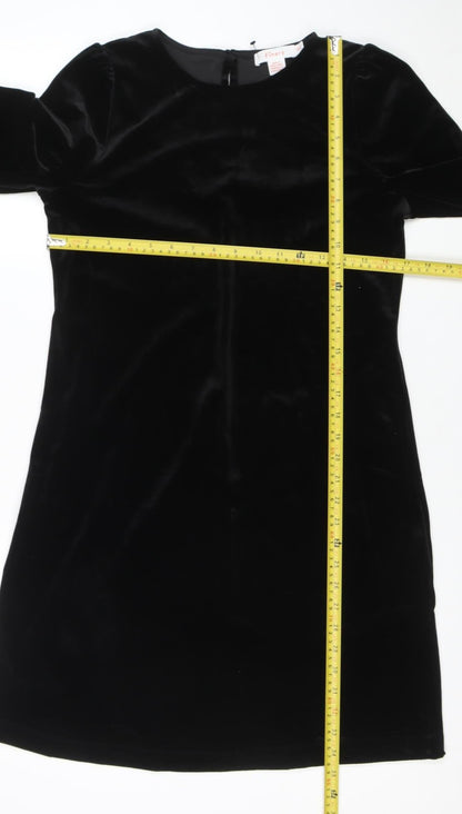 Finery Women Black Velvet Shift Dress Size 8 Long Sleeve