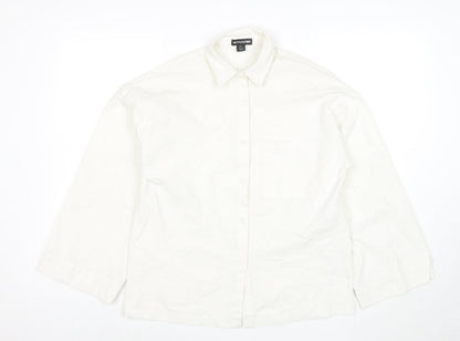PrettyLittleThing Unisex White Long Sleeve Cotton Button-Up Shirt XS