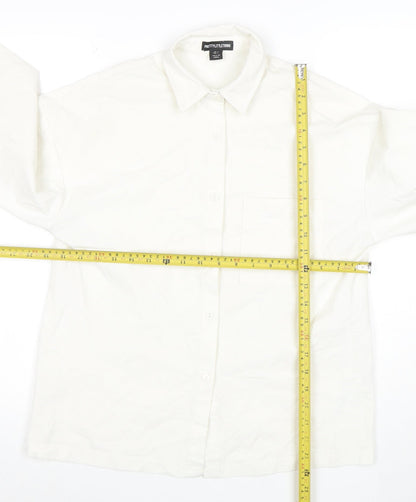 PrettyLittleThing Unisex White Long Sleeve Cotton Button-Up Shirt XS