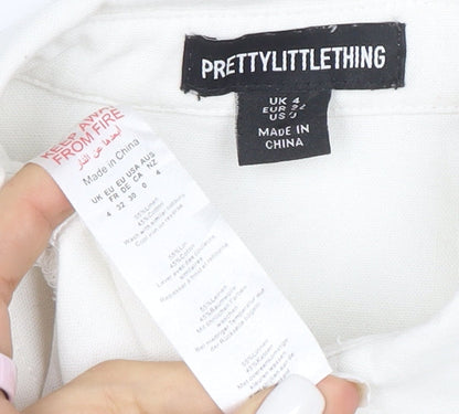 PrettyLittleThing Unisex White Long Sleeve Cotton Button-Up Shirt XS
