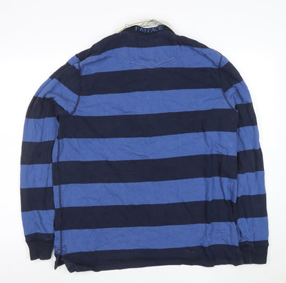Fat Face Men's Blue Striped Long Sleeve Rugby Polo Shirt XL