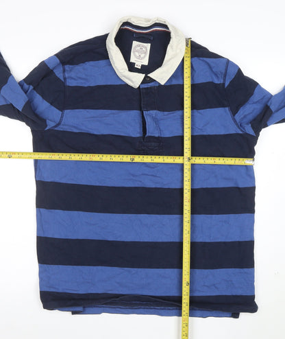 Fat Face Men's Blue Striped Long Sleeve Rugby Polo Shirt XL