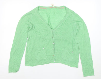 Miss Selfridge Women’s Green Linen V-Neck Cardigan Size 12