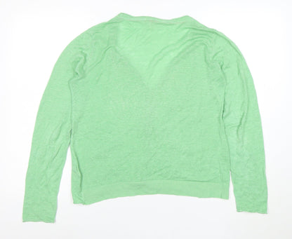 Miss Selfridge Women’s Green Linen V-Neck Cardigan Size 12