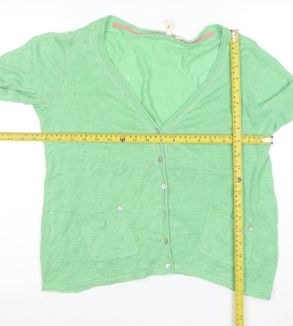 Miss Selfridge Women’s Green Linen V-Neck Cardigan Size 12