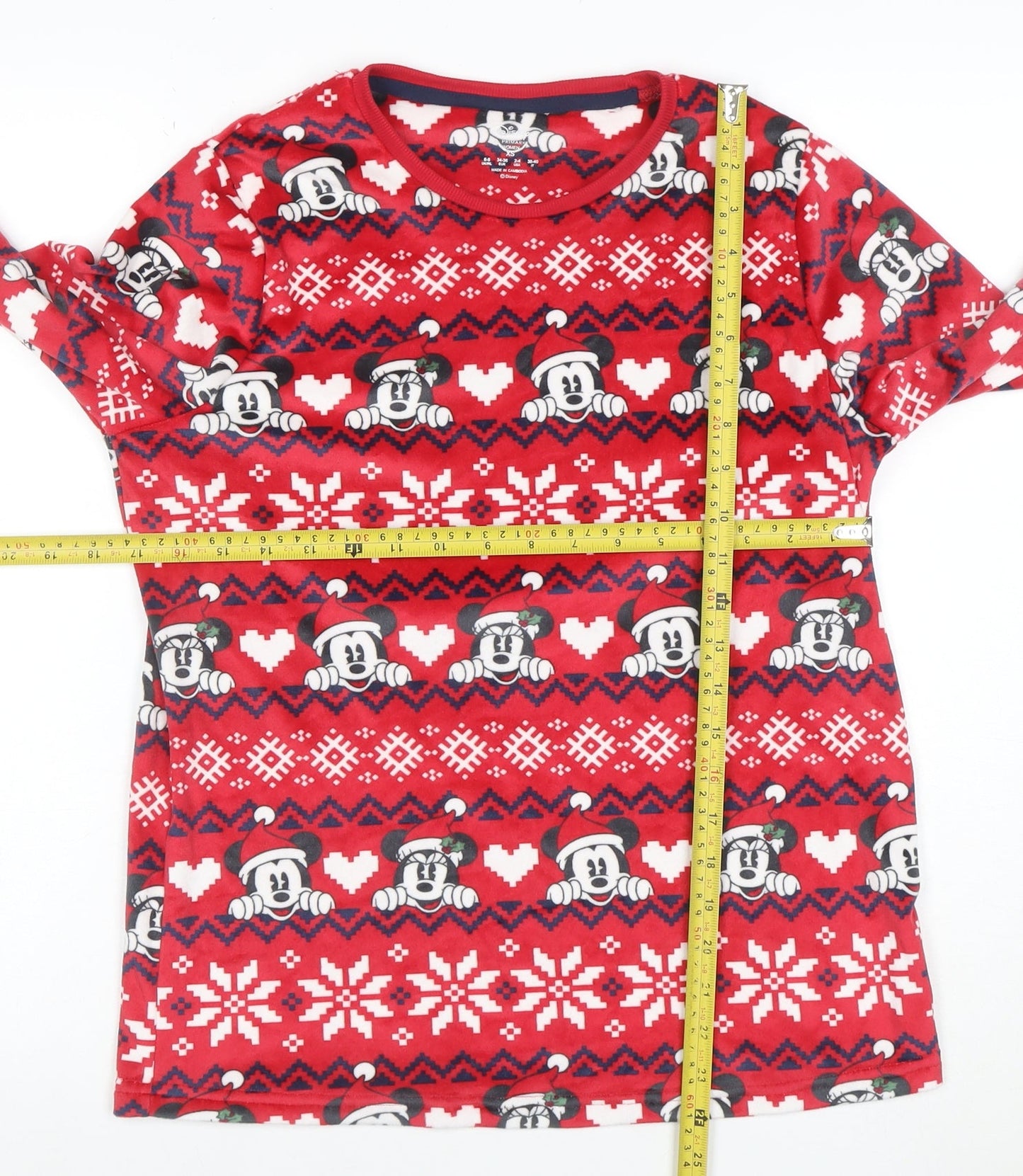 Primark Women Red Mickey Mouse Christmas Fleece Nightshirt XS
