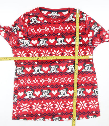 Primark Women Red Mickey Mouse Christmas Fleece Nightshirt XS
