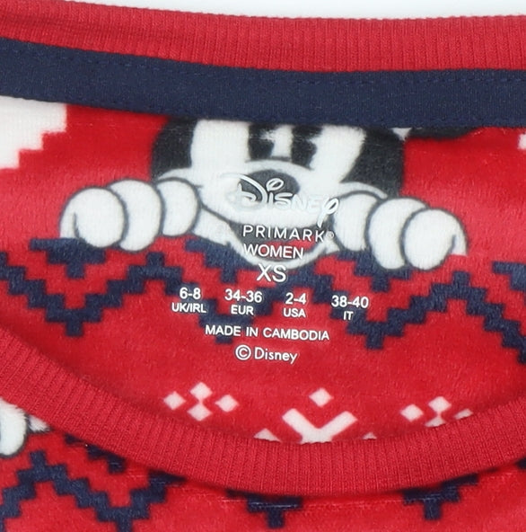 Primark Women Red Mickey Mouse Christmas Fleece Nightshirt XS
