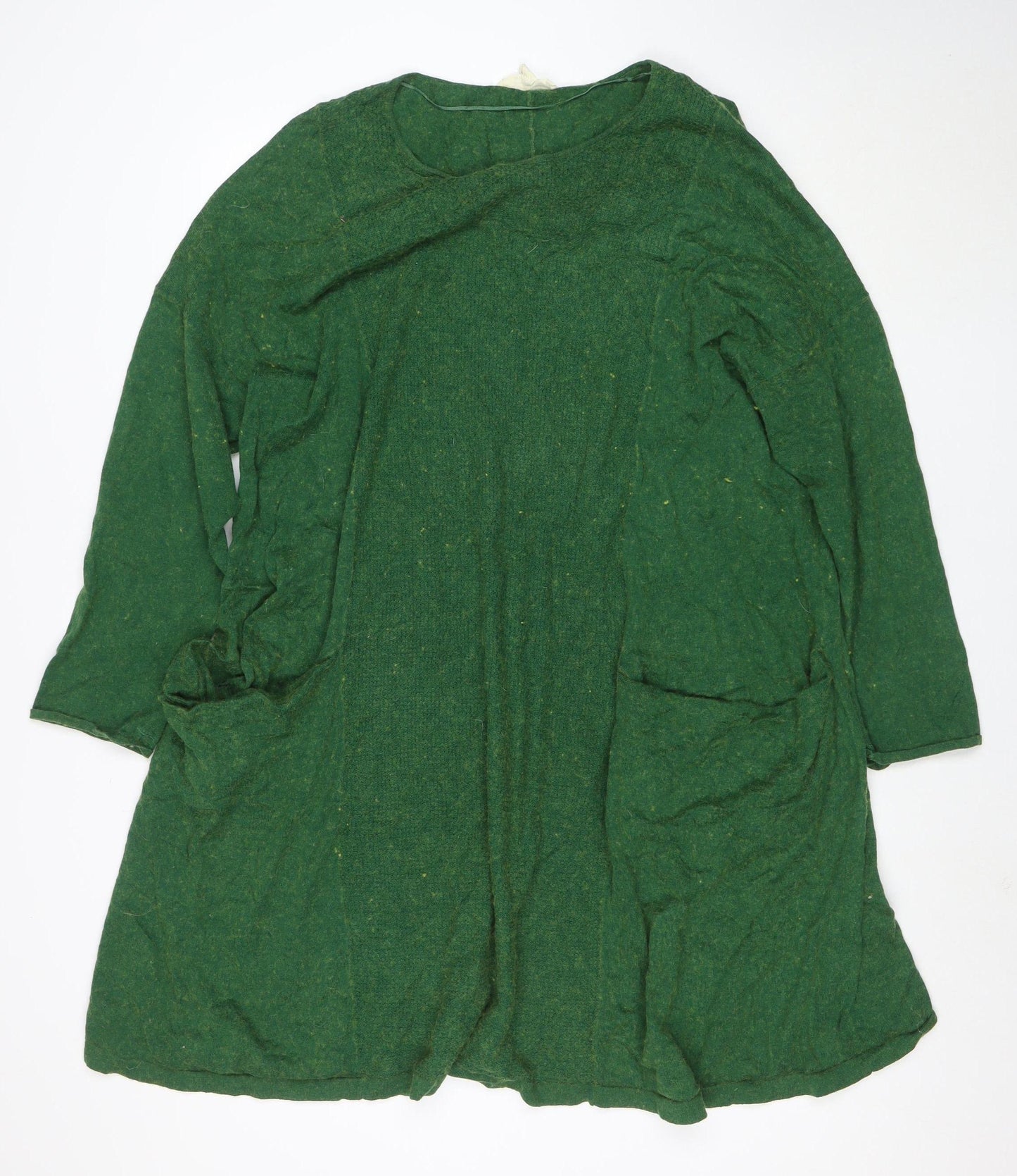 Seasalt Women Green Wool Cotton Jersey A-Line Dress Size 22