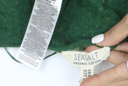 Seasalt Women Green Wool Cotton Jersey A-Line Dress Size 22