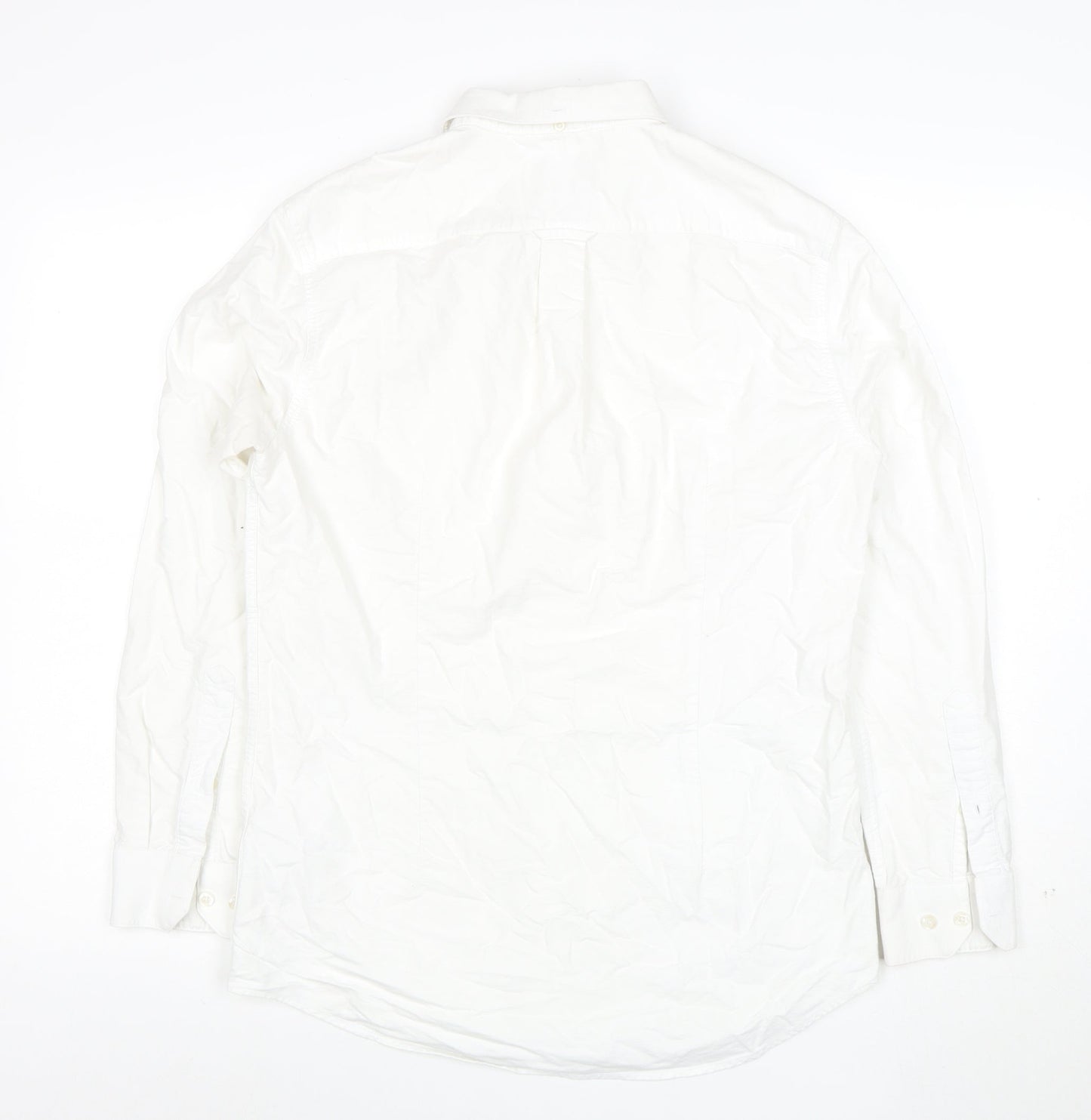 Farah Men's White Slim Fit Button-Up Cotton Shirt M