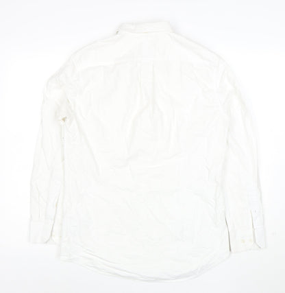 Farah Men's White Slim Fit Button-Up Cotton Shirt M