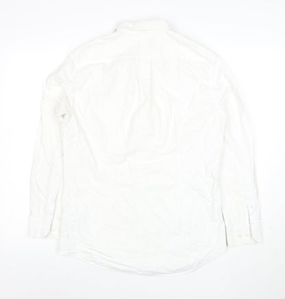 Farah Men's White Slim Fit Button-Up Cotton Shirt M