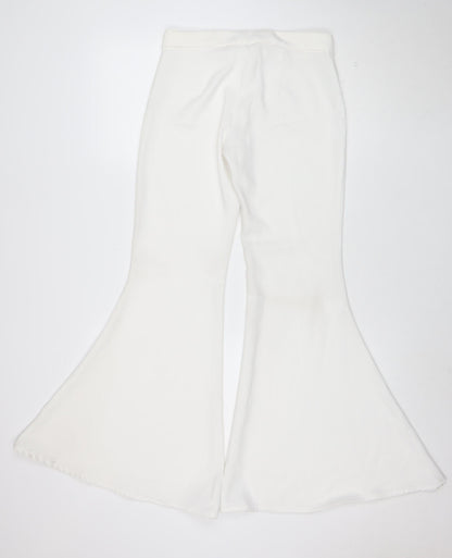 Zara Woman White Flared Trousers XS Women's Elegant Wide-Leg Pants