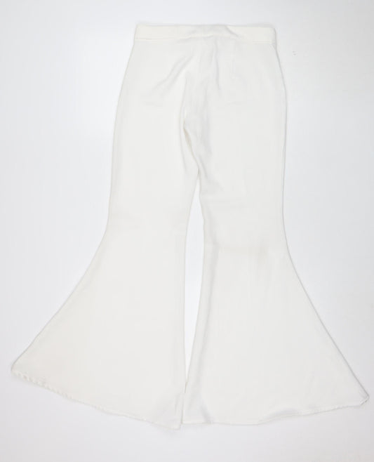 Zara Woman White Flared Trousers XS Women's Elegant Wide-Leg Pants