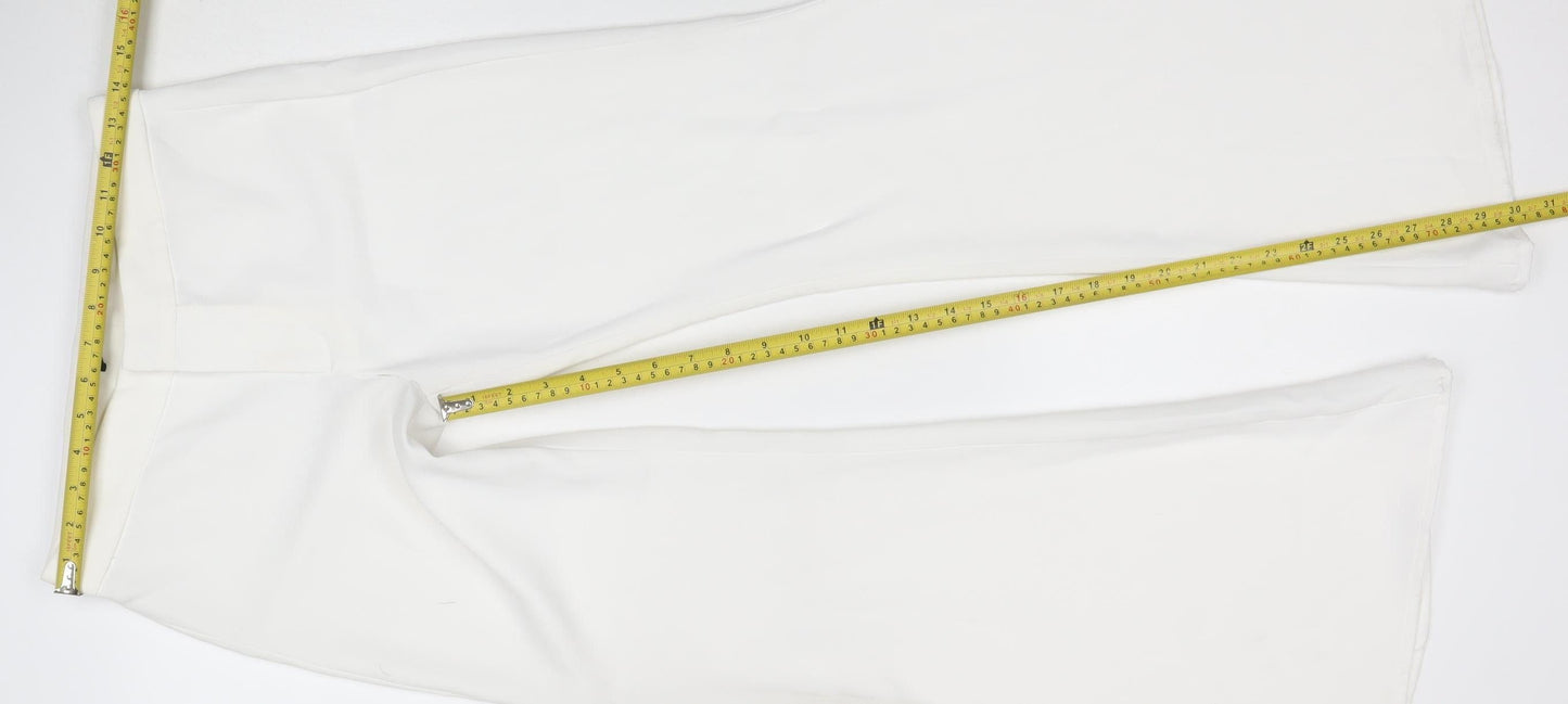 Zara Woman White Flared Trousers XS Women's Elegant Wide-Leg Pants