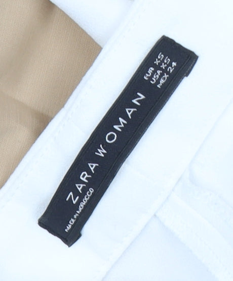 Zara Woman White Flared Trousers XS Women's Elegant Wide-Leg Pants