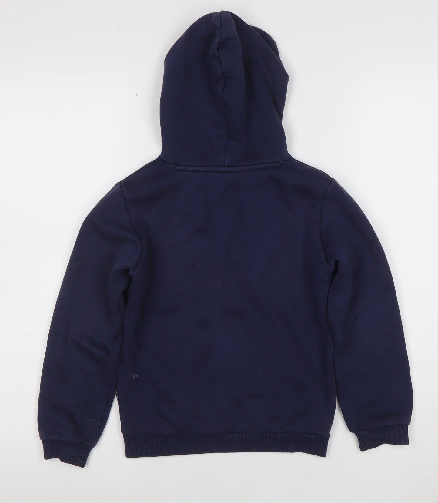 Puma Boys Navy Blue Pullover Hoodie 7-8 Years Logo Print Cotton Blend
