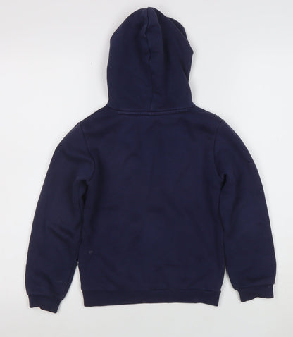 Puma Boys Navy Blue Pullover Hoodie 7-8 Years Logo Print Cotton Blend