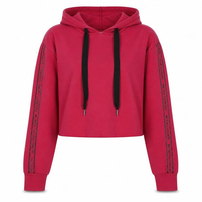 Bershka Womens Red Cropped Hoodie Size S StartMoving Drawstring Casual
