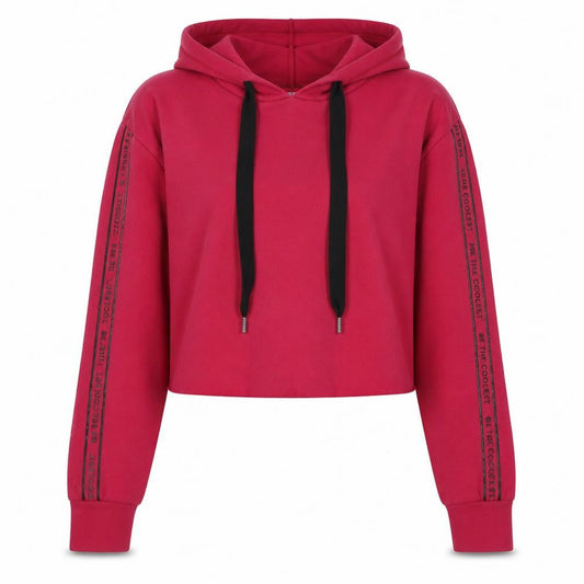 Bershka Womens Red Cropped Hoodie Size S StartMoving Drawstring Casual